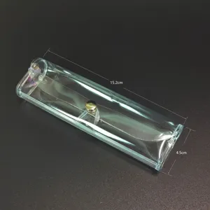 Transparentes Brillenetui aus Kunststoff mit Druckknopf tragbare Aufbewahrungsbox für Reisen
