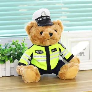 Cute police teddy bear plush toy doll wearing traffic police uniform for kids gift main image
