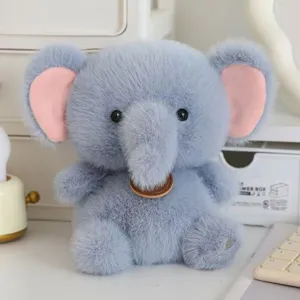 Cute blue plush elephant stuffed animal toy soft fluffy doll for kids home decor gift