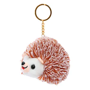 Cute hedgehog plush keychain fluffy stuffed animal bag charm for kids and birthday gift.
