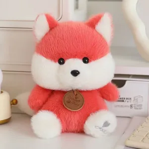Cute red and white plush toy doll fluffy stuffed animal for home decor gift collection