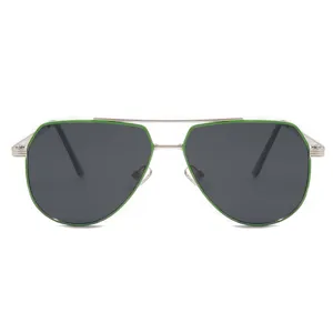 Gafas de sol polarizadas de metal para ninos con borde verde estilo aviador para ninos y ninas.