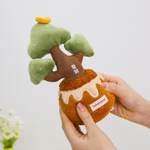 Plush money tree potted toy doll cute creative home decor soft stuffed plant ornament detail.