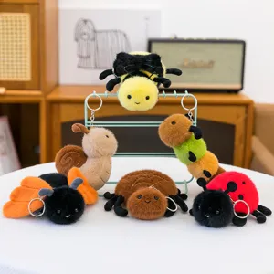 Cute insect plush keychains set featuring cute bee, snail, and caterpillar dolls.