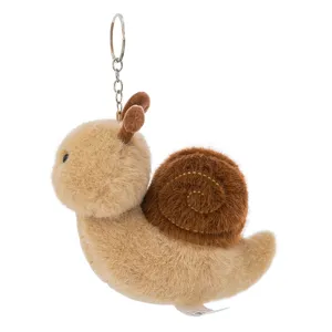 Cute plush snail keychain fluffy insect stuffed doll bag charm cute accessory for keys.