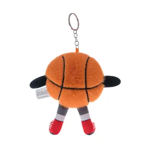 Cute plush basketball keychain plush toy pendant bag charm soft stuffed sports accessory for keys