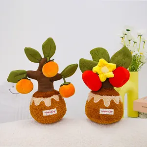 Cute potted fruit plush toy creative home decor stuffed persimmon doll ornament gift
