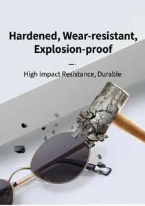 Trendy retro oval sunglasses with metal frame and polarized anti-uv lenses for outdoor wear.