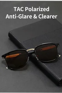 Men's polarized sunglasses with metal frame and UV protection for driving and outdoor use.