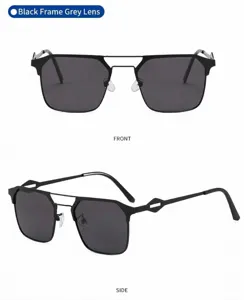 Men's stylish metal frame polarized sunglasses with double bridge for outdoor driving use.