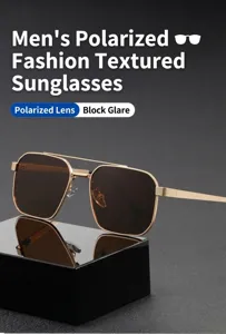 Men's polarized sunglasses with metal double bridge, ideal for driving, outdoor sports and fishing.