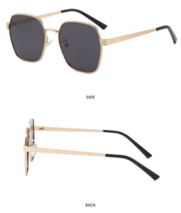 Lunettes de soleil élégantes pour hommes à monture métallique polygonale verres polarisés.