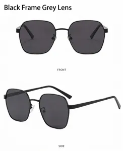 Lunettes de soleil homme polarisées monture métal polygone, protection UV style.