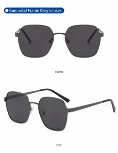 Lunettes de soleil polarisées pour hommes à monture métallique polygonale, protection.