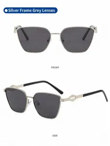 Men's polarized metal frame sunglasses, UV protection driving glasses with grey lenses.