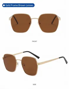 Lunettes de soleil polarisées haut de gamme pour homme avec monture en métal et UV.