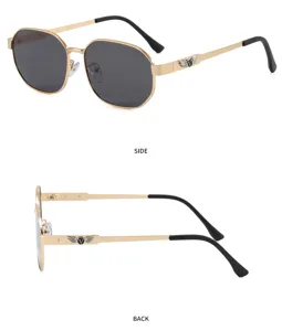 Herren Metall Polygon Sonnenbrille mit polarisierten Gläsern und goldenem Bügel für Outdoor.