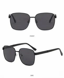 Hombres gafas de sol cuadradas retro de metal polarizadas conducción al aire libre