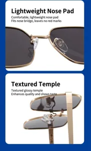 Lunettes de soleil pour homme vue détaillée avec plaquettes de nez légères et branches.