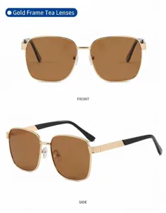 Gafas de sol polarizadas de metal cuadrado retro para hombres para conducir al aire libre.