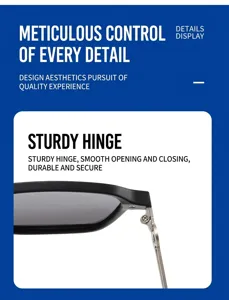 Closeup of polarized sunglasses sturdy metal hinge design for durable and smooth daily wear.