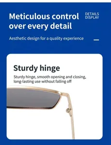 Men's polarized metal square frame sunglasses detailed display view with UV protection.