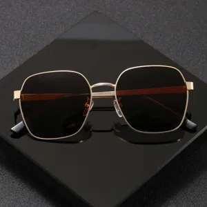Lunettes de soleil polygonales en métal polarisées pour hommes, protection UV pour la pêche.
