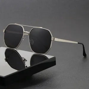 Men's Polarized Sunglasses UV400 Protection Metal Frame Driving Fishing Sun Glasses Polygon Square Shades