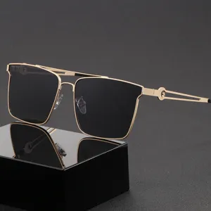 Men Polarized Sunglasses Metal Double Bridge Square Frame UV400 Driving Fishing Fashion Outdoor Eyewear