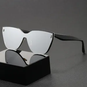 Unisex Rahmenlose Cat-Eye Sonnenbrille UV400 Schutz Mode Gradient Metall Kunststoff Sonnenbrille Für Damen Herren Outdoor