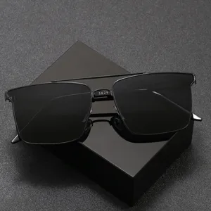 Men's square polarized sunglasses with double bridge UV protection driving sun glasses