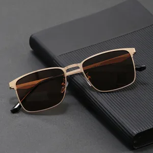 Herren Metall quadratische polarisierte Sonnenbrille stilvolle Fahrsonnenbrille UV Schutz.