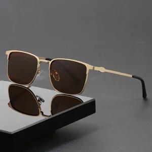Men Polarized Sunglasses Metal Square Frame UV400 Driving Sun Glasses For Women Fashion Business Casual Eyewear
