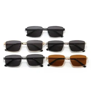 Men's polarized sunglasses with metal square frame, UV400 protection for driving travel.