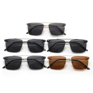 Men's Polarized Square Metal Sunglasses UV400 Protection Driving Sun Glasses for Men