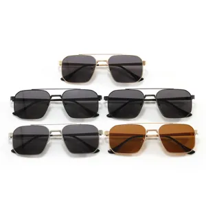 Men polarized sunglasses square metal frame UV400 driving outdoor eyewear main image