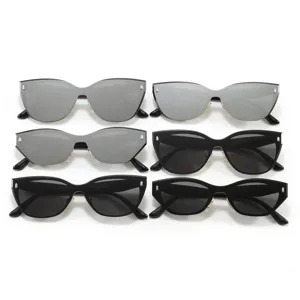 Moderne rahmenlose einteilige Cat-Eye-Sonnenbrille Unisex stilvoller UV-Schutz Brille