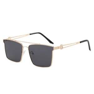 Men polarized sunglasses for driving, square metal frame uv400 sun protection eyewear.