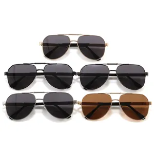 New men polarized sunglasses metal large frame UV protection driving outdoor sun glasses