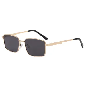 Men's polarized square metal sunglasses, UV400 sun protection eyewear for driving and outdoor travel.