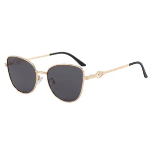 Stylish metal frame sunglasses with polarized UV400 lenses and chic temple design for daily wear.