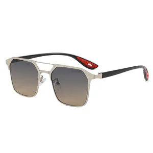 Men Women Metal Double Bridge Polarized Sunglasses UV Protection Gradient Lens Eyewear