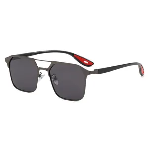 Stylish metal frame polarized sunglasses for men and women, UV protection outdoor driving.