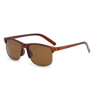 Men's stylish semi-rimless polarized sunglasses for outdoor driving and sports wear.