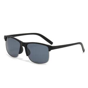 Mens polarized half frame sunglasses stylish outdoor driving sports sun glasses black
