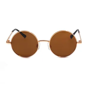Metal round children sunglasses with brown lenses, perfect for UV protection and outdoor activities.