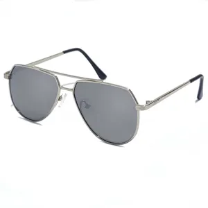 Gafas de sol polarizadas para niños de metal con diseño aviador y cristales de color gris.
