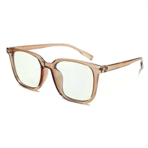 Blue light blocking glasses with stylish translucent brown square frames for daily screen use.