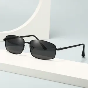 Occhiali da Sole Polarizzati da Uomo Montatura Quadrata in Metallo UV400 Anti-UV Guida Pesca Esterno