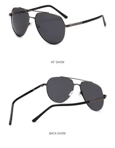 Lunettes de soleil aviateur en métal classiques pour hommes et femmes, verres noirs polarisés.